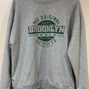 Brooklyn Graphic Crewneck Sweatshirt - Gray with Green Print